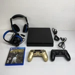 Sony PS4 Slim Console 500GB Bundle 2 Controllers Headsets Game Tested & Wiped Used. Price: $129.99.
