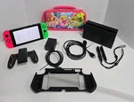 Nintendo Switch Game Console HAC-001 (01) Neon Joycons + Princess Peach Case Vgc Used. Price: $199.99.