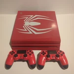 Sony PS4 Pro Spiderman Edition With 2 Red Controllers Used. Price: $220.00.