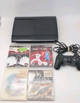 Sony Playstation 3 Super Slim 500GB Console Bundle Black 4 Games Lot Tested Used. Price: $119.99.