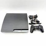 Sony Playstation Slim PS3 CECH-2501A Black Console With Controller And Cords Used. Price: $129.99.