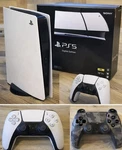 PS5 Sony Playstation Slim Console Digital Edition, White - 2 Controllers Used. Price: $499.00.