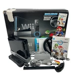 Nintendo Original Wii Mario Kart Racing Bundle Black Console Controller Tested Used. Price: $179.99.