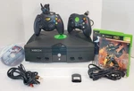 Original Microsoft Xbox Console W. Controllers Memory Cables & Games Tested Used. Price: $150.00.