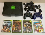 Original Microsoft Xbox Console Bundle - 3 Controllers, 4 Classic Games Tested Used. Price: $125.00.