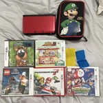 Nintendo 3DS Xl Red Handheld System Bundle W/ Charger, Luigi Case, 5 Games Used. Price: $339.99.