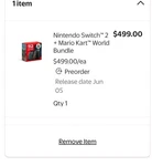 Nintendo Switch 2 Console+mario Kart World Bundle Confirmed New. Price: $800.00.