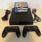 Sony PS4 Slim 500GB Bundle W/ 2 Controllers & Games Tested Used. Price: $189.99.